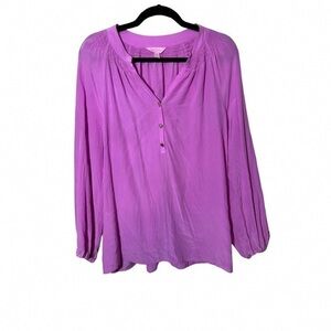 Lilly Pulitzer Lavender Peasant Blouse - Long Sleeve Henley